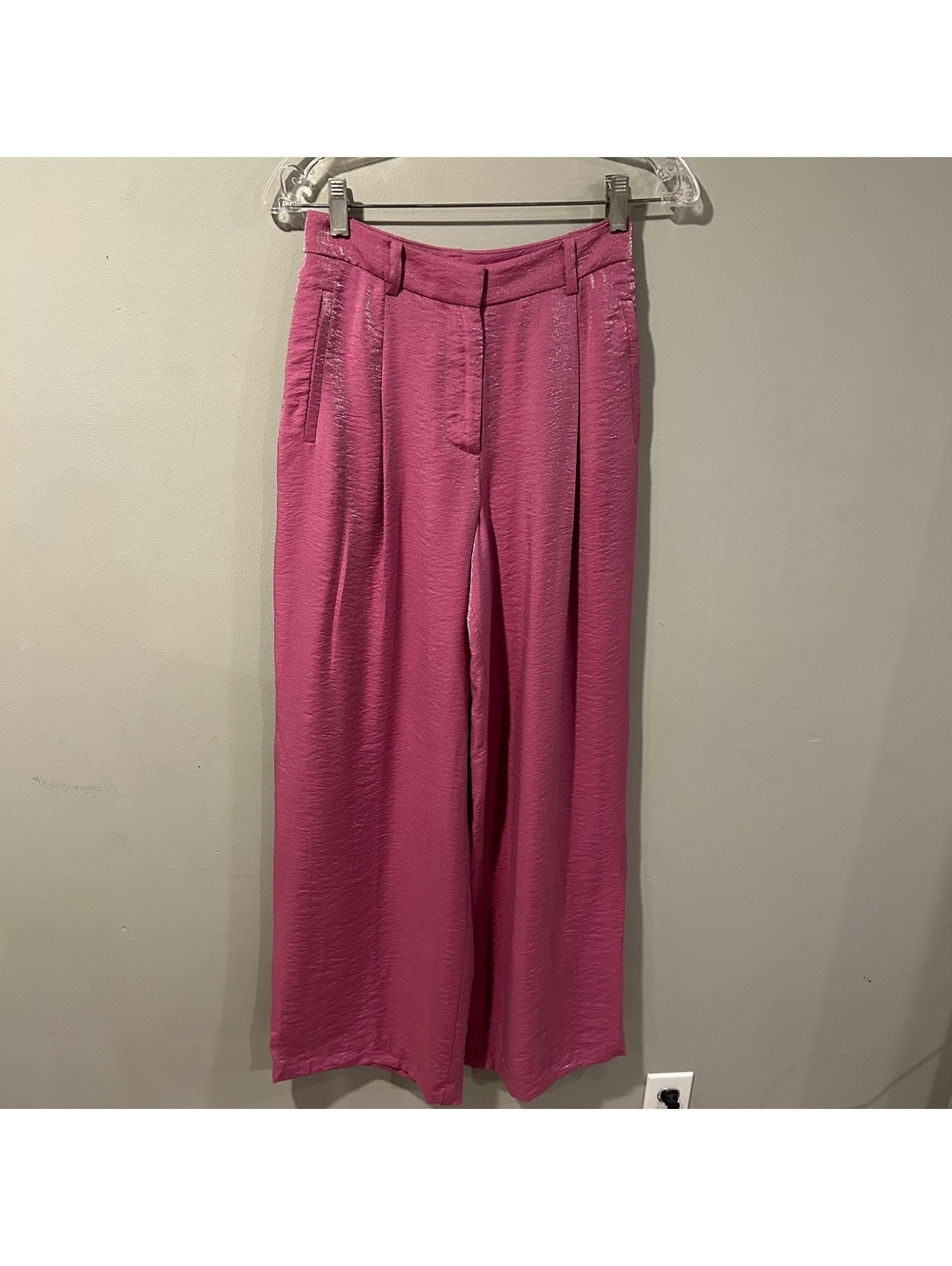 Maeve Anthropologie Shimmered Wide Leg Trousers Orchid Pink Sz 0 Womens Pants